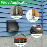 4 Inch Hooded Wall Vent with Screen and Damper,Outdoor Dryer Vent Cover for 4 inch Pipe,Wall Exhaust Vent Cover Cap External Extractor for House Ventilation&Outside Air Exhaust,Galvanized Steel,Black