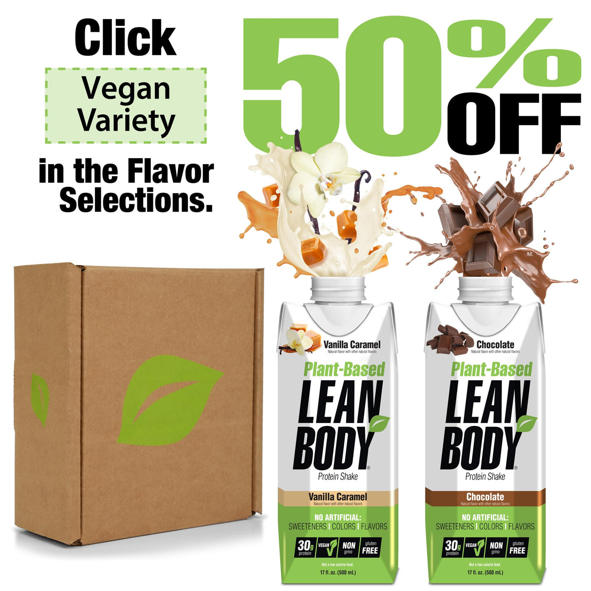 Lean Body Ready-to-Drink, Plant-Based Vegan Vanilla Caramel Protein Shake, 30g Protein, No Artificial Flavors, Sweeteners or Colors, Non GMO, Gluten Free, Premium Pea & Rice Blend (Pack of 12)