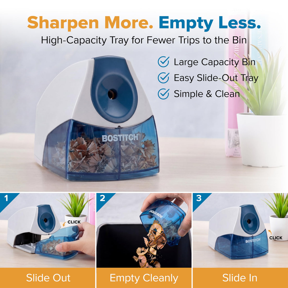 Bostitch Electric Pencil Sharpener, Standard Pencils, Blue