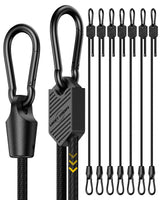 8 Pcs 80 Inch Adjustable Carabiner Bungee Cords with Hooks, Easy to Adjust from 7" to 80", Black Bungee Straps with UV-Resistance & Superior Elasticity for Cargo, Bike, Luggage, Carts, Truck, etc