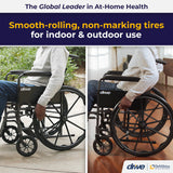 Drive Medical SSP118FA-SF Silver Sport 1 Folding Transport Wheelchair with Full Arms and Removable Swing-Away Footrest, Black