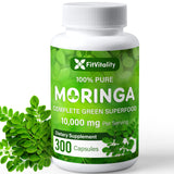 Moringa Capsules| 300 Capsules| Moringa Oleifera| 10,000mg| 100% Pure & Natural| Non-GMO and Gluten Free Supplement | Complete Green Superfood | Moringa Leaf Extract Powder