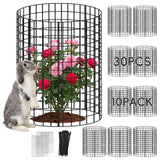 10 Packs Plant Protectors from Animals, 30Pcs 12"x 16" Large Metal Wire Mesh Garden Plant Cages for Outdoor Gardening, Chicken Wire Cloche Plant Cages for Rabbits with Zip Ties & Stakes(Black)