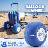 Sekey Beach Wagon with 12" Big Wheels for Sand, Heavy Duty Collapsible Beach Cart with Balloon Tires, Foldable Utility Sand Wagon for Outdoor Camping, Fishing & Groceries. Blue