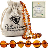 Baltic Amber Necklace (Unisex Cognac 12.5”) Certified Premium Amber
