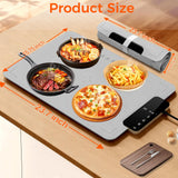 Warming Mat for Food -IPX9 Waterproof Electric Food Warming Tray for Buffet(24"x16"), Portable Countertop Food Warmers for Parties, Dishasher-Friendly, 6-Level Temp 6-Hour Timer, Gray