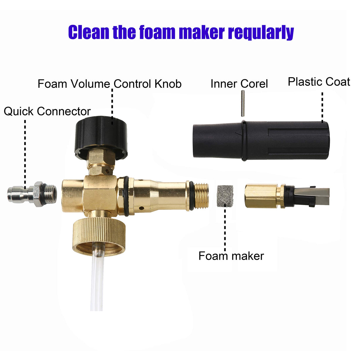 Tool Daily Foam Cannon with 1/4 Inch Quick Connector 1 Liter, 5 Nozzle Tips