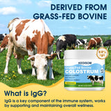 KEDISOM Grass-Fed Bovine Colostrum Supplement Powder - 60% High IgG 3000 mg for Gut Health, Immune Support - Easy to Mix Natural Liposomal Colostrum Superfood, Unflavored, 50 Servings
