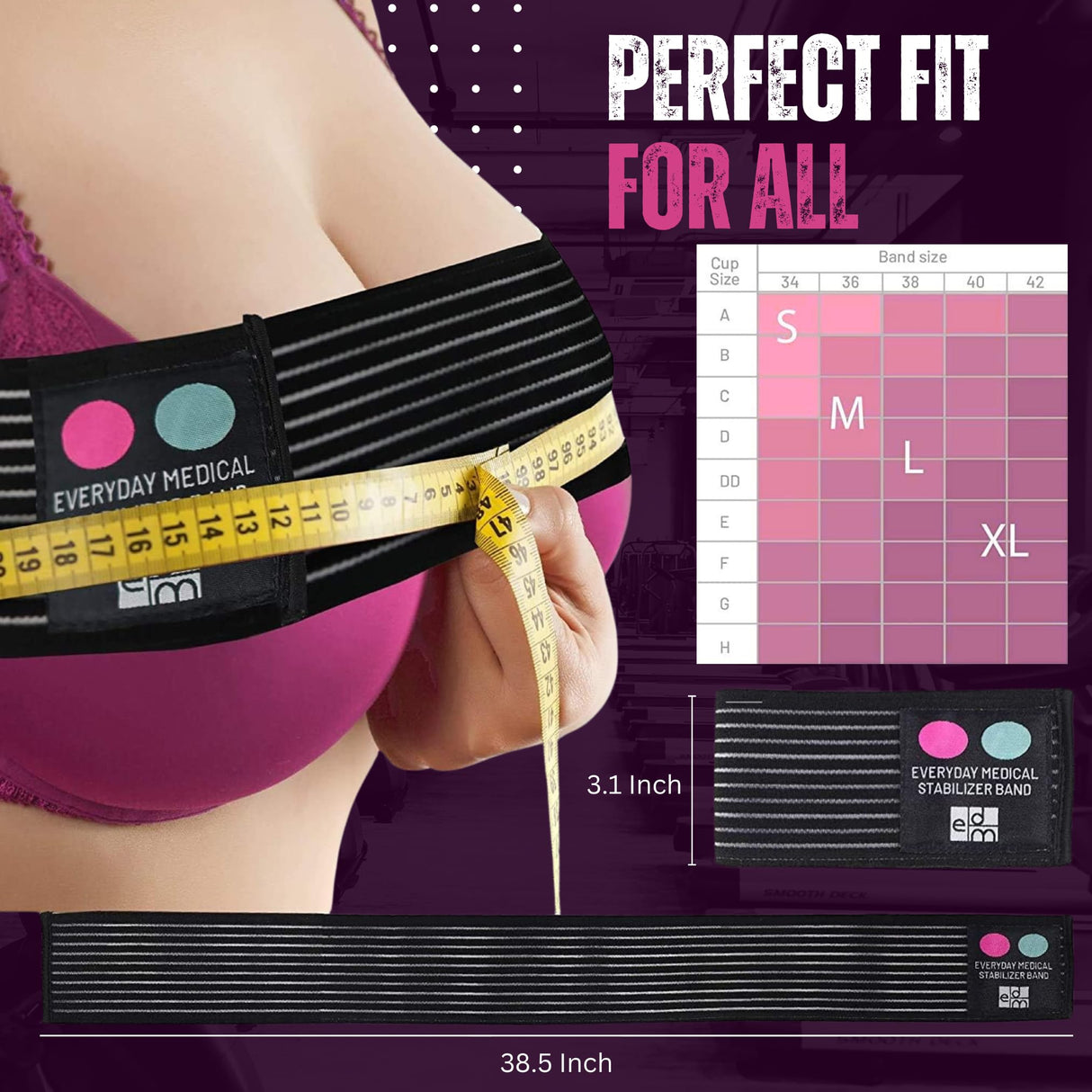 Everyday Medical Breast Implant Stabilizer Band I Post Surgery Breast Augmentation and Reduction Strap I Chest Belt I Breast Support Bandage I One Size Fits All