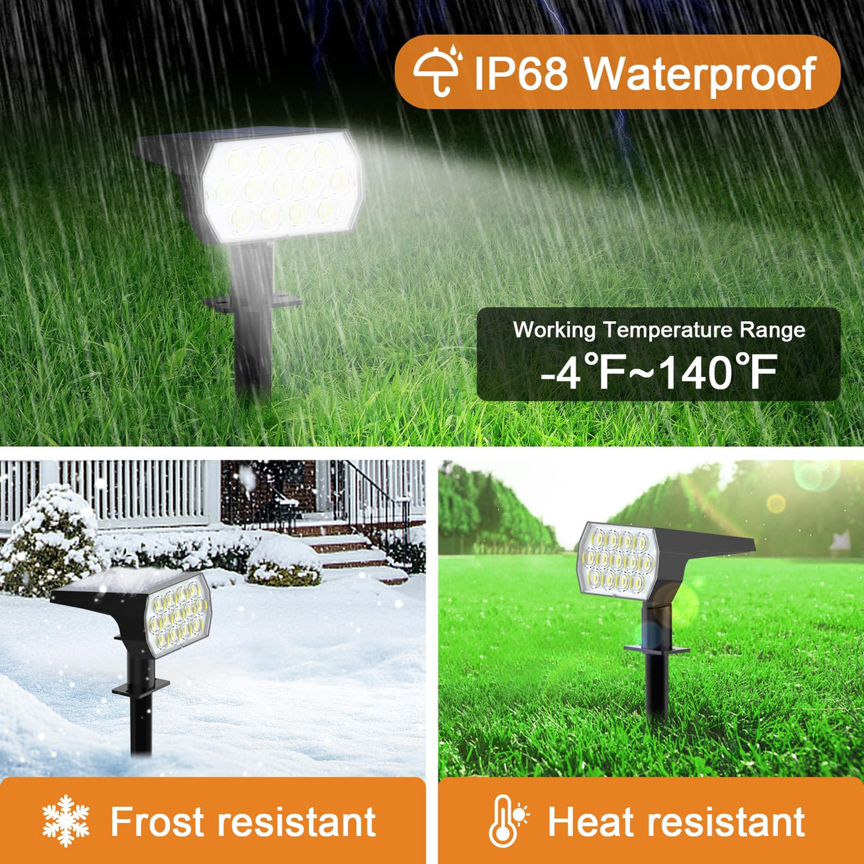 WELALO Solar Spot Lights Outdoor, [2 Pack/65 LED/3 Modes] Solar Landscape Spotlights, Solar Powered Security Lights, IP68 Waterproof Wall Lights for Outsides Walkway Yard Garden Driveway(Cool White)