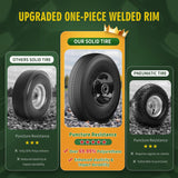 Wiltire (2 Pack) 4.10/3.50-4 Flat Free Tire and Wheel 10-Inch Solid Wheel Replacement with 5/8 Extra 3/4 &1/2 Bearings,2.2" Offset Hub -Compatible with Hand Truck,Wheelbarrow(Wave,Black)