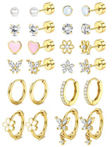 Hypoallergenic Flat Back Earrings for Women Girls Teen Kids Toddler Gold