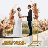 Curved Metal Wedding Arch Stand, Garden Arch Flower Stand Outdoor Indoor Use for Wedding Ceremony Birthday Anniversary Floral Stand Background Decoration 8.2FT and 6.9FT (Gold)