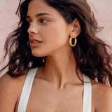 sovesi Chunky 14K Gold Plated and Silver Thick Hoops Earrings Set 30mm