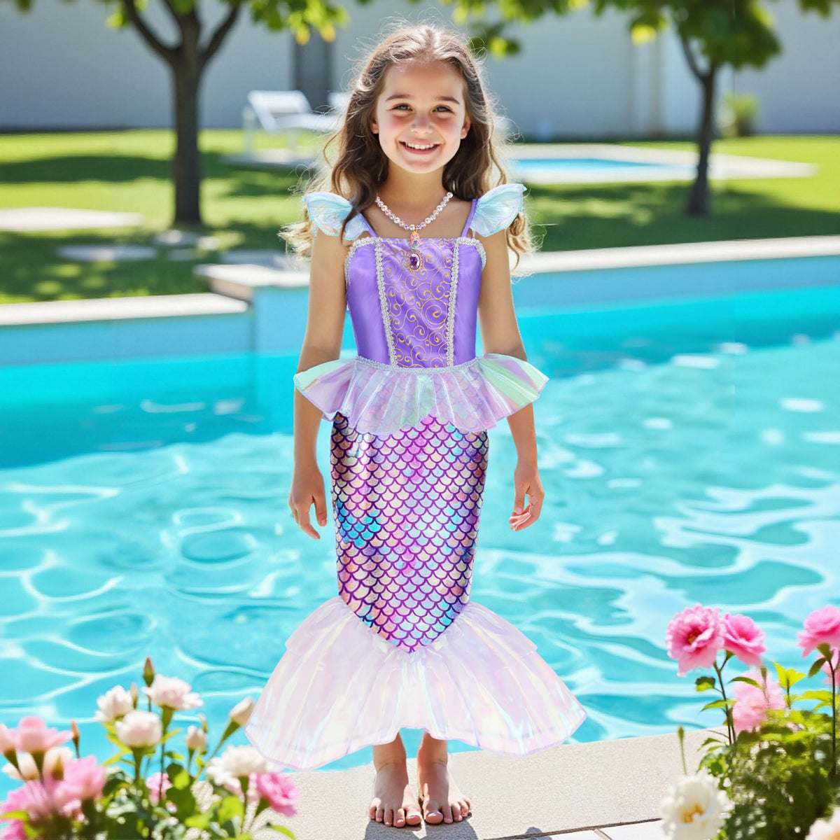 Meland Mermaid Dress for Girls, Princess Dress Up Costume Gift (3-4 Years)