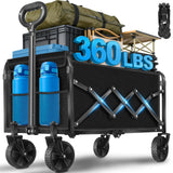 LIAPOTT Wagons Carts Foldable, 360lbs Collapsible Grocery Wagon Cart, Black