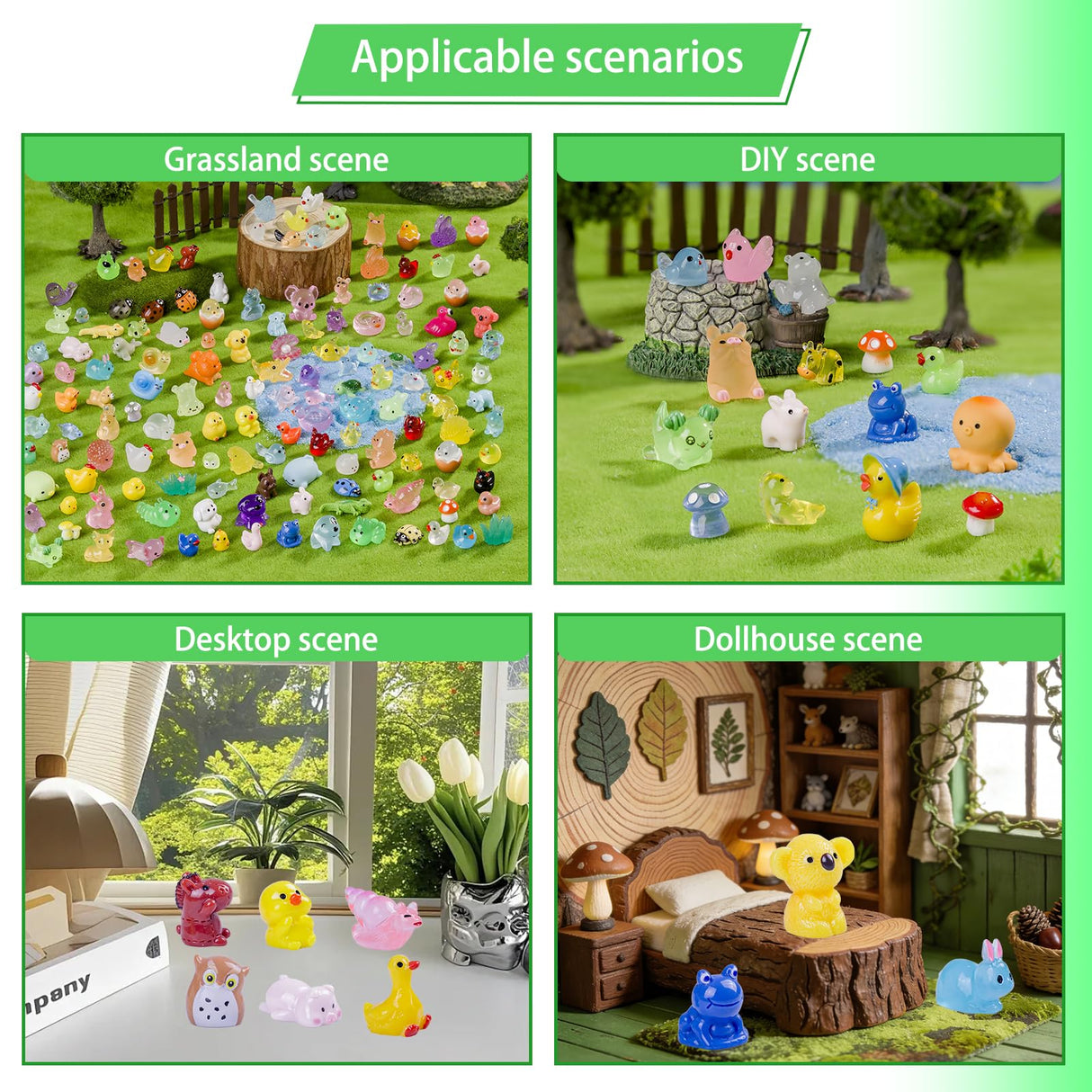 Faunamancy 200 Pcs Mini Resin Animals Figurines Bulk,200 Styles Tiny Animals Variety Pack for Fairy Garden Landscape,Hide Crafts Decor