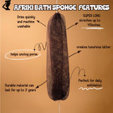 AFRIKI African Net Sponge, Authentic African Exfoliating Sponge, Black Owned, Back Scrubber, 45 inch Long, for Normal to Sensitive Skin, for Daily use, Earth Collection