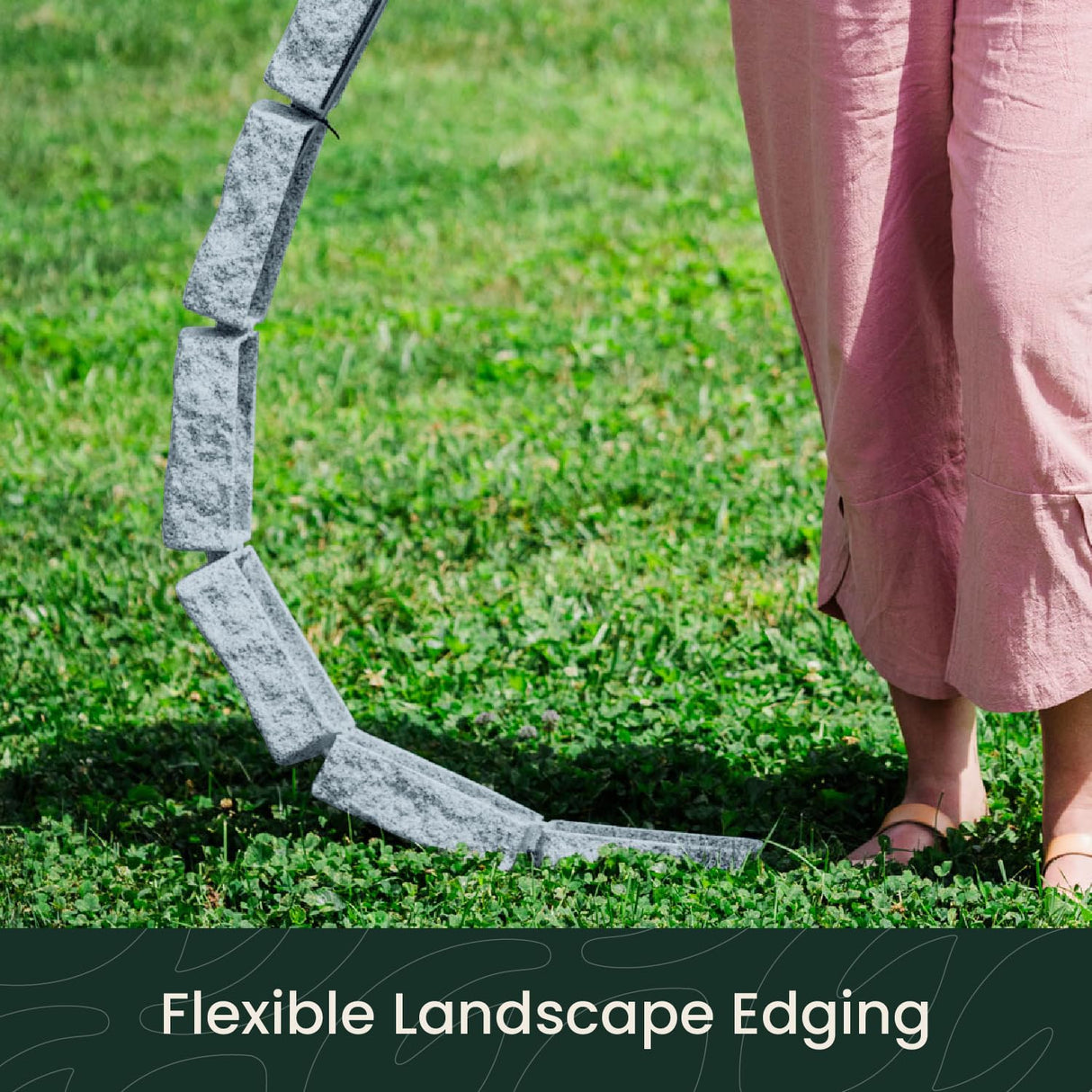 Beuta Landscape Edging | Garden Edging Border | Polyrock Bricks for Lawn Edging, Flower beds, Pathways & Yard Edging– 4 Packs | Each Section Has 6 Bricks 48" L x 4" W x 2.25" H | 12 Spikes |Greystone