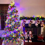 QITONG 4 Pack Multicolor Solar Christmas Lights Outdoor Waterproof, Each 33ft 100 LED Fairy Lights, 8 Modes Silver Wire Mini Twinkle Lights