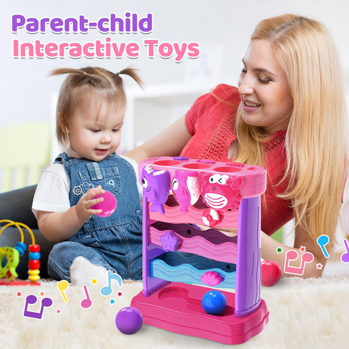 Toys for 1 2 Years Old, Interactive Feeding Toy with Music, Montessori Toys for Boy Girl, Musical Cause and Effect Game for 12-18 Months, Christmas Birthday Gifts for Baby Toddlers Age 1-2