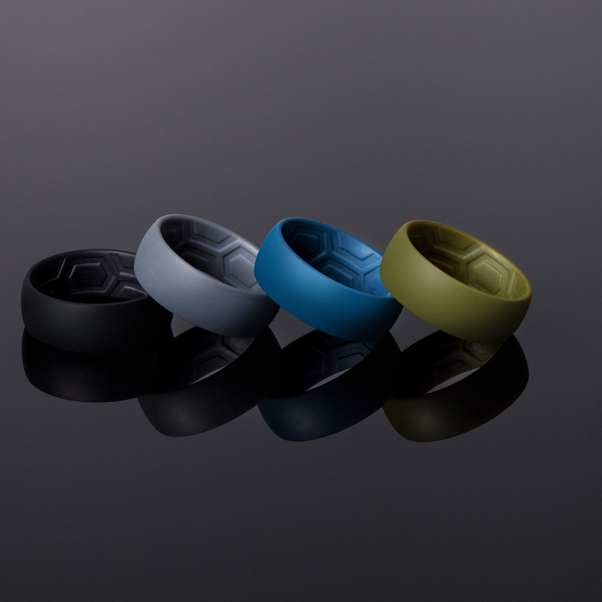 ThunderFit Men's Patterned Silicone Rings, Rubber Bands, 8mm Wide