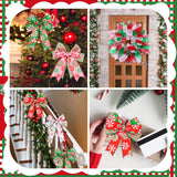 Yuefunny 10 Pcs Christmas Ribbon Including 4 Rolls Mesh Ribbon 6 Rolls Xmas Candy Peppermint Wired Edge Wreath Metallic Wrapping Crafts for Xmas Party Home Decorative DIY Craft