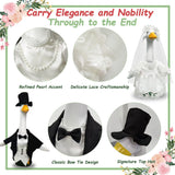 Frebento 2 Sets Porch Goose Wedding Outfit for 23'' Goose, Goose Couple Bride Groom Tuxedo Suit, Wedding Decor Gift for Couples Bridal Shower Party