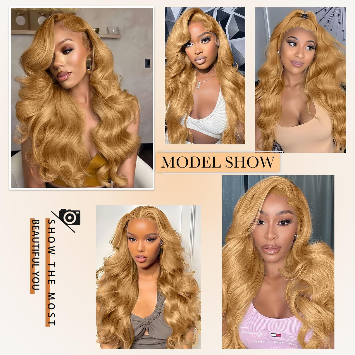 KERUISI 26 Inch Honey Blonde Wig Human Hair 200% Density 13x6 Body Wave Pre Plucked Glueless HD Transparent Lace Frontal Wigs Human Hair for Women