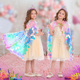 Princess Dress Up Toys Princess Dress Up Clothes Rainbow Mermaid Cape Kit 9 Pcs Gift Set for Little Girls 3-8 Years Old, Great Gift Set for Birthday Christmas Halloween (Rainbow Multi-Color)