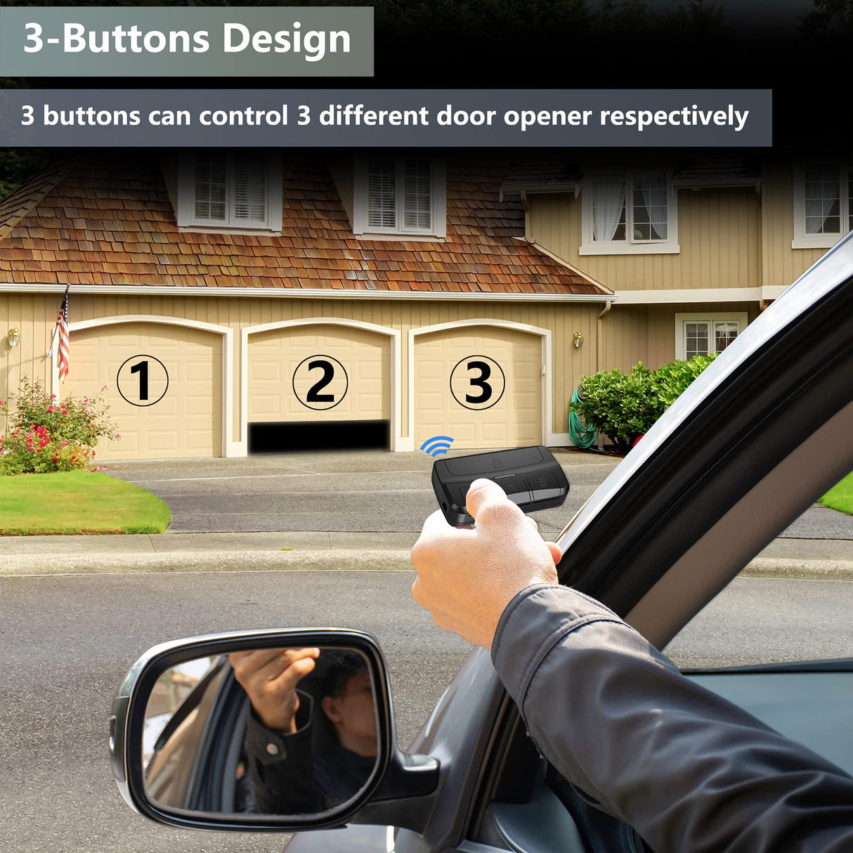 Universal Garage Door Opener Remote Compatible with LiftMaster Chamberlain Genie Craftsman Linear Wayne Dalton Overhead Garage Door Opener has Learn Button or Dip Switch (2 Pack)
