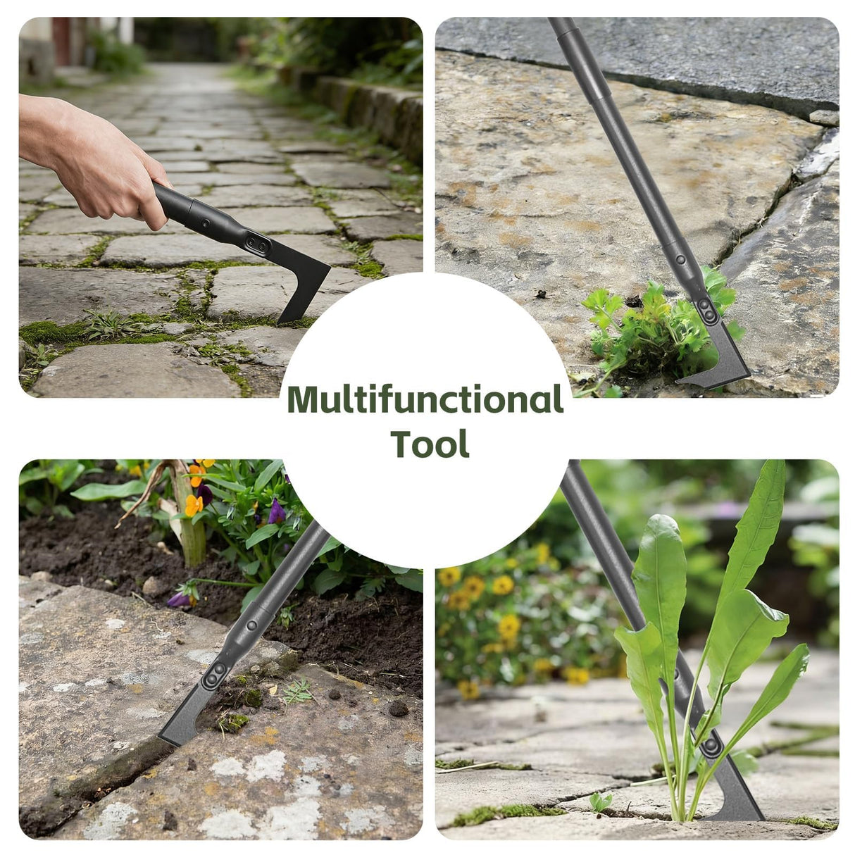Pragmatist 43.7" Crack Weeder Long Handle Weed Puller Adjustable Weed Remover Durable Manual Crevice Weeding Tool for Sidewalk, Paver, Wall Gaps, Lawn Yard, Deck Boards