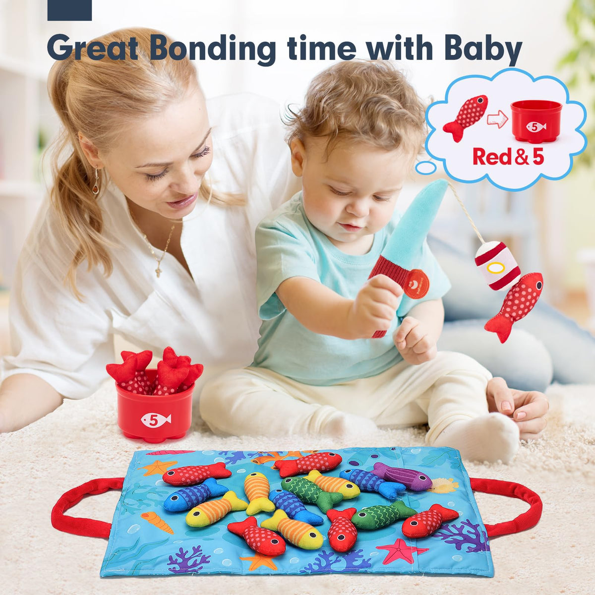 hahaland Montessori Toys for 1 Year Old Boy Girl Birthday Gift-Fishing Game