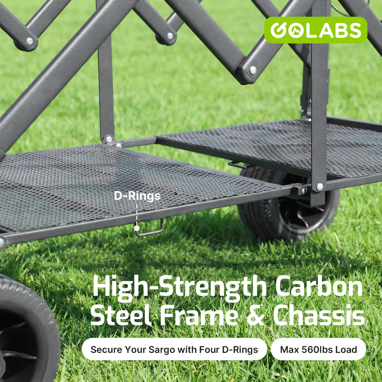 Golabs Collapsible Wagon Cart, 560lbs Load, 280L Heavy Duty Foldable Cart