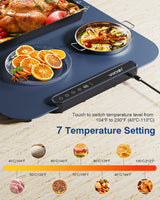 Voriah Warming Mat for Food,27.5x15.7'' Large Electric Warming Tray,7 Temp Levels,99H Continuous Heat,℉/℃ Switch,Patented Heating Design,Versatile Food Warmer for Buffet,Parties,Family Meals,Daily Use