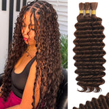 Human Braiding Hair for Boho Braids Human Hair 110g 20 Inch Curly Boho Hair for Braiding Knotless 12A Deep Wave Bohemian 3 Bundles/Pack Chocolate Brown