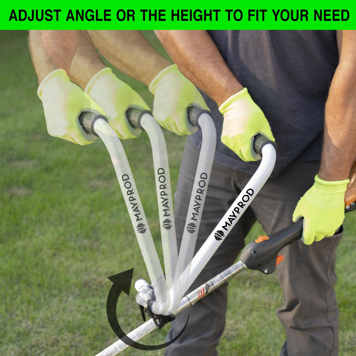 Mayprod Weedeater Handle Extension with 6-Blade Cutter 17” Handle and 6” Multi-Blade Head Soft Grip Comfort and Sturdy Lawn Trimming Tool