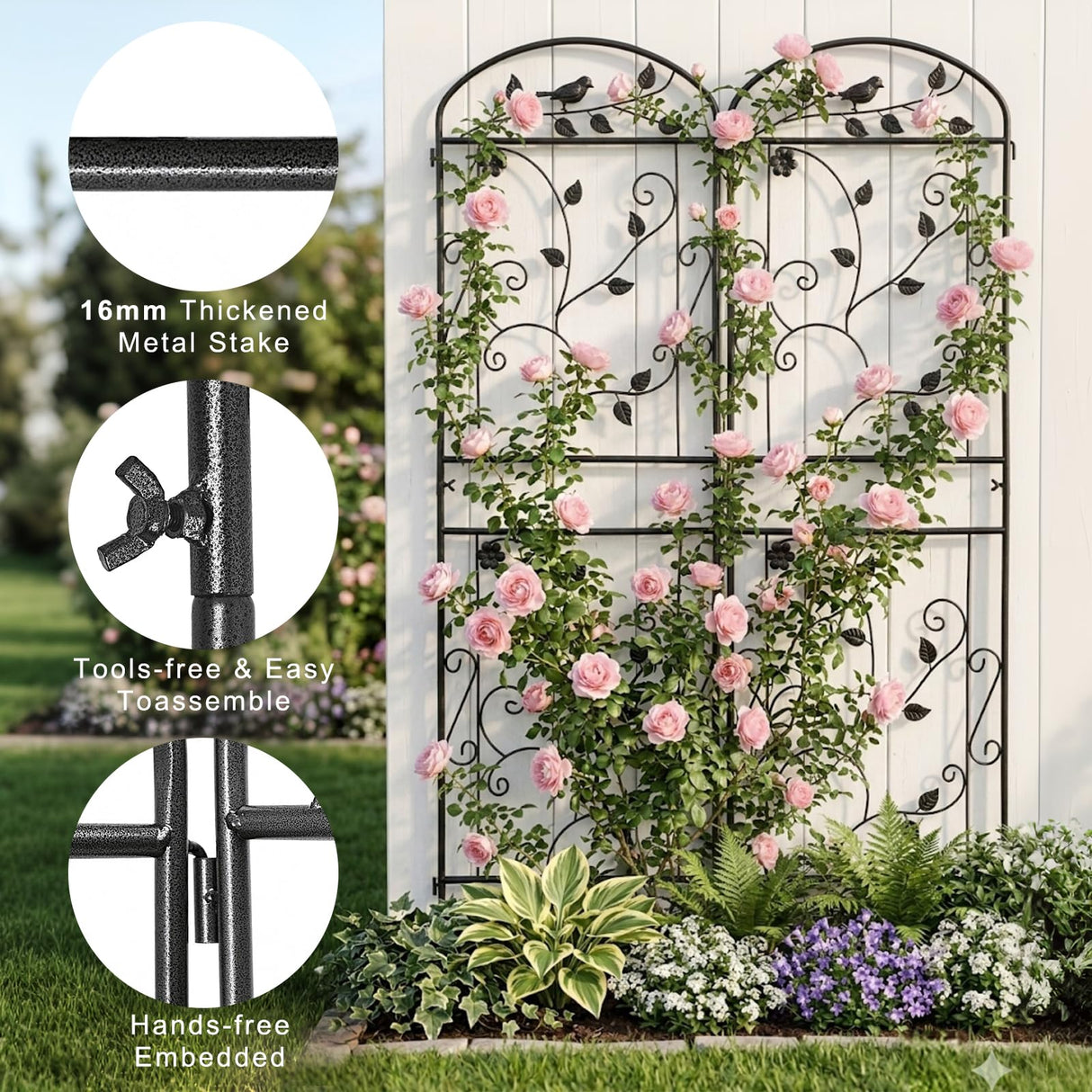 4 Pack Garden Trellis for Climbing Plants, 71 x 20 inch Rustproof Heavy Duty Metal Trellis for Climbing Rose Vine Clematis, Perfect for Premium Patio Decor & Luxury Outdoor Garden Design, Silver Gray