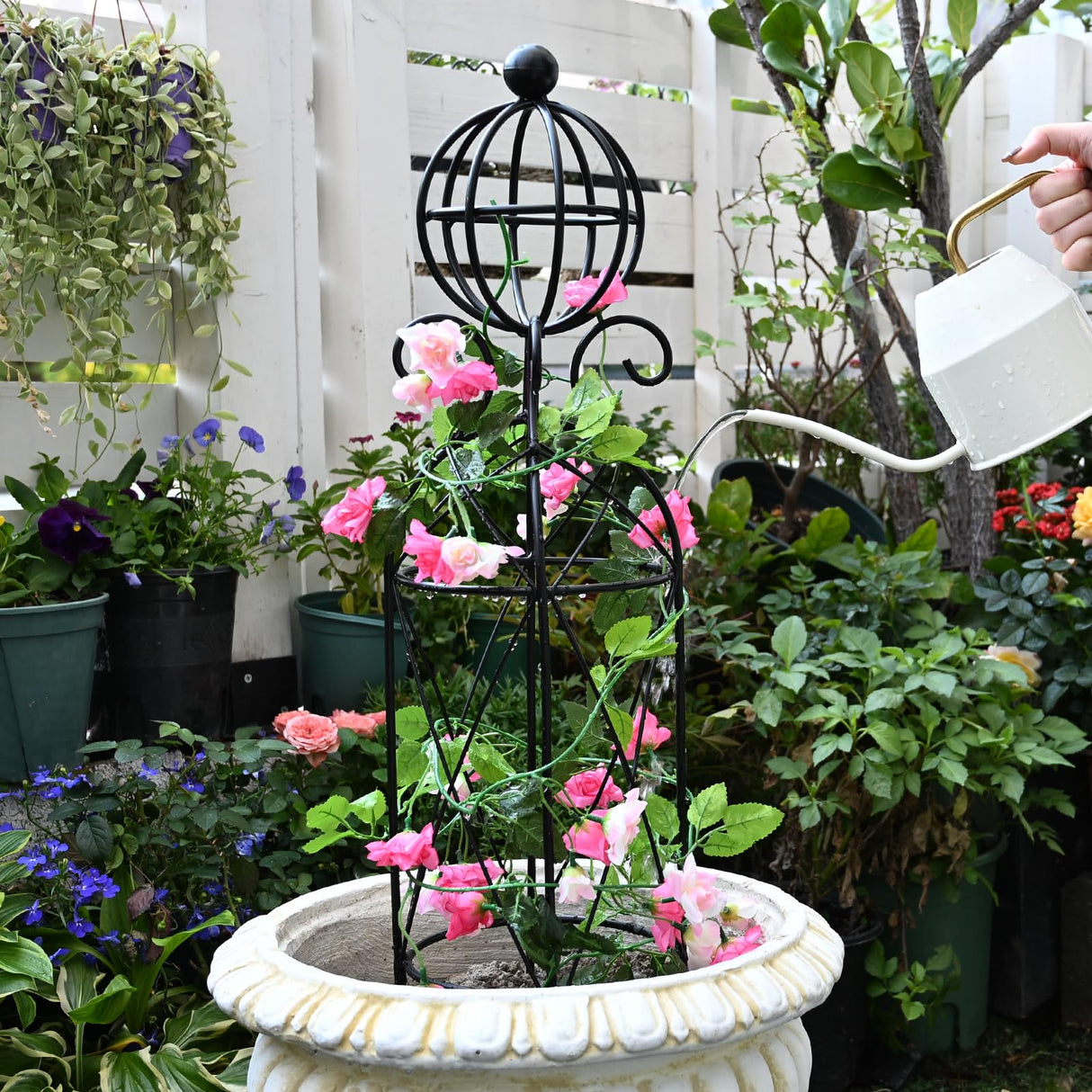 GOOOXIM Metal Garden Obelisk Trellis for Climbing Plants - 27.1"x7.8"