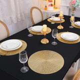 Snowkingdom Round Gold Placemats Set of 12, Gold Vinyl Metallic 15 Inch Round Placemat, Washable Wipeable Hollow Place Mats Non Slip Dining Table Mats for Halloween Wedding Party Christmas Decoration