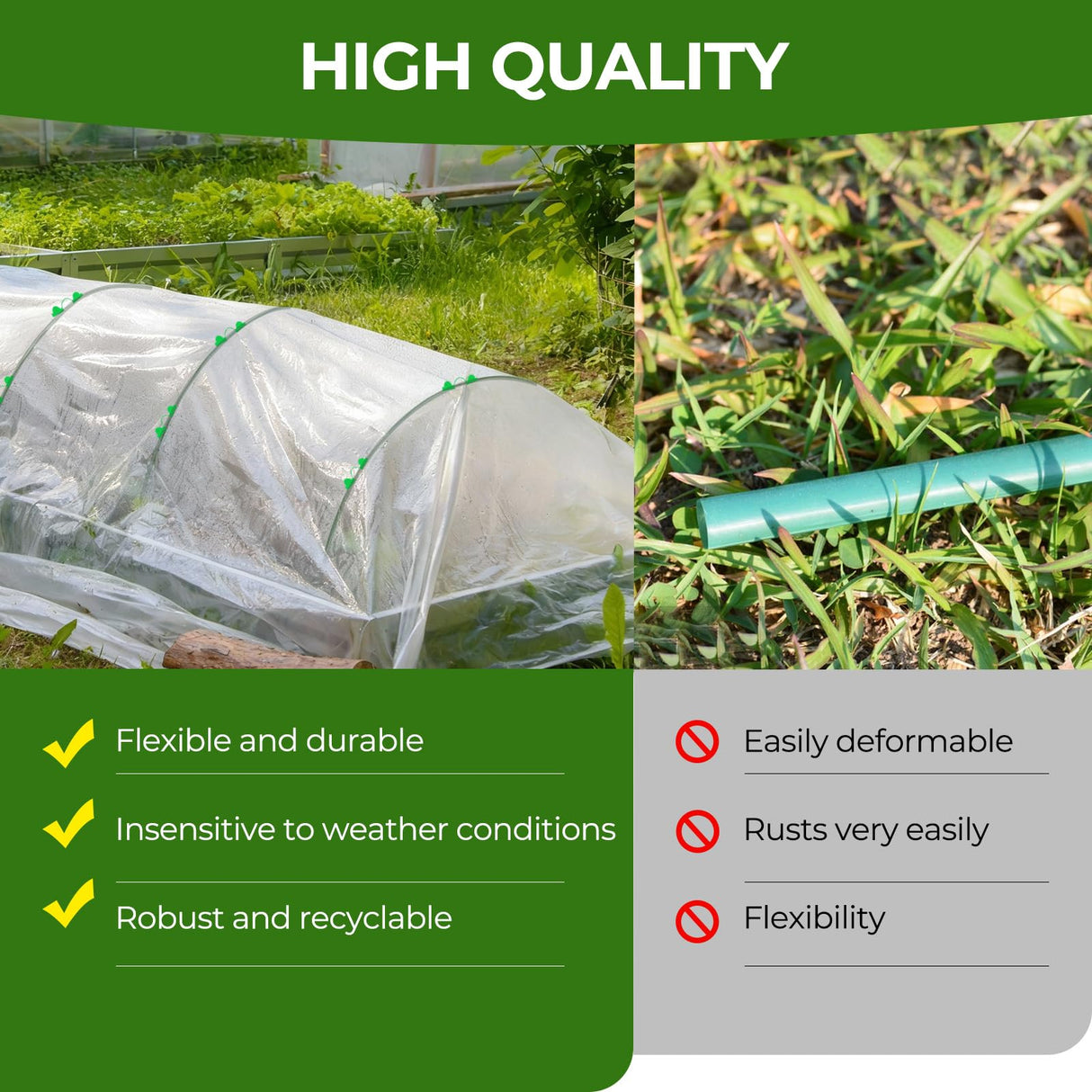 60 Pcs Garden Hoops for Raised Beds, 12 Sets of 8.5 FT Long Garden Hoops, Rust-Free Fiberglass Greenhouse Hoops Grow Tunnel for Netting, DIY Plant Support Garden Stakes for Row Cover