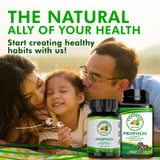 Propolis Health Propolis Capsules 1000mg-Daily with Vitamin E Per dose - Pure Brazilian Green Propolis Extract - Immune Booster 50 Days Supply -100 Capsules