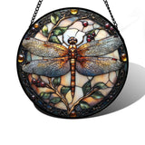 DASTOLL Stained Glass Window Hanging - Dragonfly Plant Suncatcher Ready to Hang Window Doors Home Decoration, Christmas, Mother's Day Birthday Gifts for Women, Men, and Mom 9.8x9.8 in