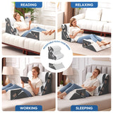 Ahpmeoa 6PCS Wedge Pillow Set for After Surgery, Bed Wedge Pillow Post Surgery, Wedges Pillows for Back Pain Relief, Acid Relux, Sit Up Pillow for Beds, Beds Wedges & Body Positioners, White/Grey