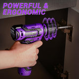 Cordless Drill：DEKOPRO 12V Power Drill Set 800RPM Electric Drills Small Drills with 3/8-inch Keyless Chuck and Portable Tool Set Gift Box (Purple)