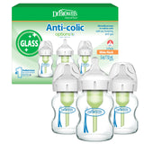Dr. Brown's Anti-Colic Options+ Wide-Neck Glass Baby Bottle, 5 oz, 3-Pack