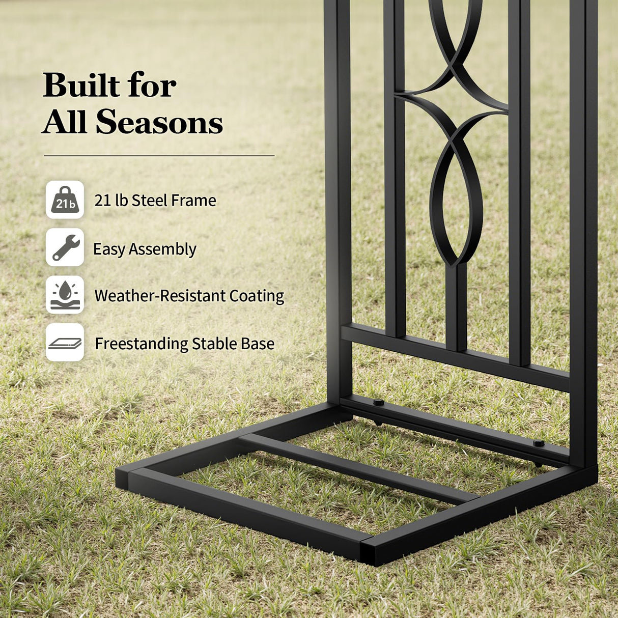 Metal Garden Arch, Heavy Duty Garden Trellis for Climbing Plants, with Enlarged Base for Stability, Ideal for Wedding Arches & Party Decorations, 87" W x 87" H