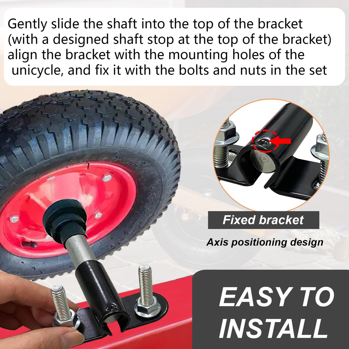 Wheelbarrow Axle Bracket Set, Compatible with 5/8" Hole Wheelbarrow Axles Heavy-Duty Wheelbarrows Spare Parts 10 inch Wheelbarrows axles and 3.3 x 2.1 inch Brackets, Bolts and Nuts and POM spacers