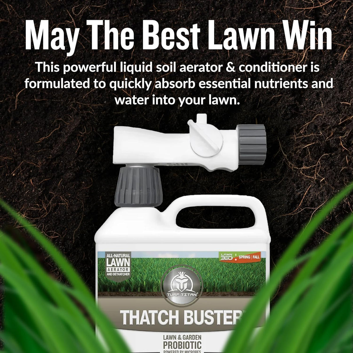 Turf Titan Thatch Buster Lawn Aerator & Grass Dethatcher (1 Gallon) – All-Natural Liquid Soil Loosener & Conditioner for Green Grass – Healthy Soil in 45 Days – Covers Up to 24,000 Sq Ft