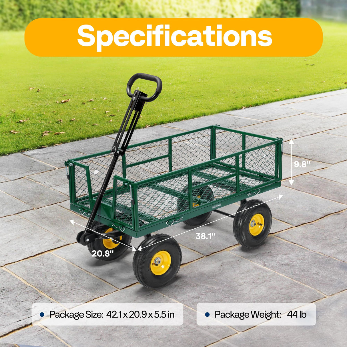 VIVOHOME Steel Garden Cart Heavy Duty 900 LBS 4.5 Cu Ft Utility Wagon
